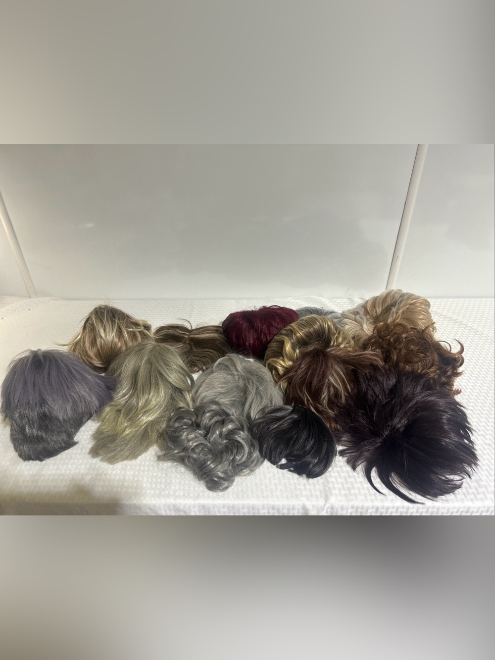 Lot Of Wigs/ Hair Pieces Cosplay NWOT RANDOM SIZES/COLORS/PATTERNS LOT OF 14.